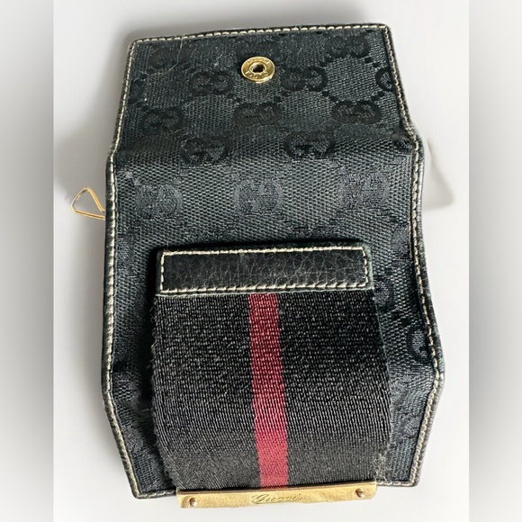 Auth Gucci GG Logo Key Holder Case Black Monogram Canvas Leather Italy COA - Picture 6 of 15